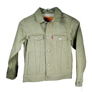 Levi’s Small Coated Canvas Denim Trucker Jacket Green Boho